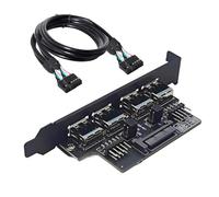 CY Câble interne quatre ports USB 2.0 femelles pour montage sur panneau vers carte mère 9 broches avec alimentation SATA supplémentaire et support de 12 cm