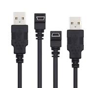 CY Câble, lot de 2 câbles d'alimentation et de données mini USB type B mâle 5 broches coudés vers le haut et vers le bas, angle de 90 degrés, vers USB 2.0 mâle, 50 cm