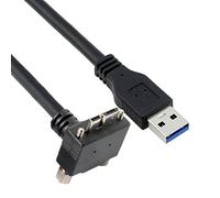CY Câble micro USB 3.0 à double vis de verrouillage vers USB 3.0 5 Gbit/s, câble d'alimentation coudé à 90 degrés vers le haut pour caméra industrielle VR (5 m)