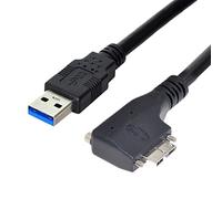 CY Câble micro USB 3.0 à double vis de verrouillage vers USB 3.0 5 Gbit/s, câble d'alimentation coudé à gauche à 90 degrés pour caméra industrielle VR (1,2 m)