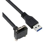 CY Câble micro USB 3.0 à double vis de verrouillage vers USB 3.0 de données 5 Gbit/s Câble d'alimentation coudé à 90 degrés pour appareil photo industriel VR (5 m)