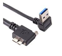 CY Câble micro USB 3.0 à vis unique de verrouillage vers USB 3.0 coudé de données 5 Gbit/s, câble d'alimentation à 90 degrés à angle gauche pour appareil photo industriel VR (0,5 m)