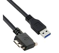 CY Câble micro USB 3.0 à vis unique verrouillable vers USB 3.0 5 Gbit/s, câble d'alimentation coudé à gauche à 90 degrés pour caméra industrielle VR (1,2 m)