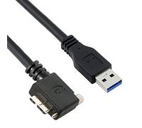 CY Câble micro USB 3.0 à vis unique verrouillable vers USB 3.0 5 Gbit/s, câble d'alimentation coudé à 90 degrés pour caméra industrielle VR (3 m)