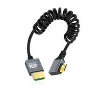 CY Câble Mini HDMI 2.1 mâle vers HDMI mâle 8K 60 Hz Câble spiralé extensible coudé à 90 degrés pour moniteur d'ordinateur portable HDTV