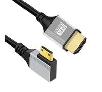 CY Câble mini HDMI 2.1 ultra fin coudé à 90 degrés vers la gauche 8K 4K Cordon ultra flexible ultra fin Type-A vers Type-C pour caméra HDTV 50 cm