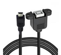 CY Câble Mini USB Type B mâle 5 broches vers USB 2.0 Type B femelle Câble de données avec écrous M3 Type de montage sur panneau