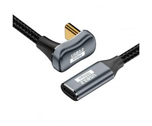 CY Câble opposé en forme de U coudé vers l'arrière USB-C USB 3.1 type C mâle vers femelle 10 Gbit/s 100 W avec manchon 300 cm