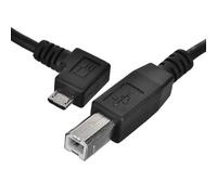 CY Câble OTG Micro USB mâle vers Micro OTG mâle standard B coudé à 90 degrés vers USB Type B Imprimante Scanner Disque SSD Instrument de musique électronique Câble MIDI Clavier 30 cm