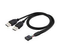 CY Câble pour carte mère, 9 broches, 10 broches, boîtier femelle vers connecteur USB-2.0 double Type-A, 50 cm