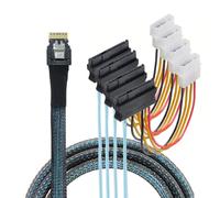 CY Câble Slimline SAS 4.0 SFF-8654 4i 38 broches hôte Raid vers 4 SAS 29 broches SFF-8482 cible disque dur Fanout Raid Câble répartiteur 1 à 4 (100 cm)