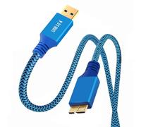 CY Câble USB 3.0 Type-A mâle vers USB 3.0 Micro-B mâle, câble de rallonge, gaine bleue, 5 Gbit/s, pour disques durs SSD et données de caméra, 60 cm