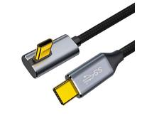 CY Câble USB-C 100 W Type-C mâle vers mâle à profil bas coudé 20 V 5 A GEN2 10 Gbit/s de charge pour ordinateur portable, tablette, téléphone 200 cm