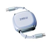 CY Câble USB-C rétractable extensible 480 Mbit/s 240 W pour ordinateur portable, téléphone, tablette, câble d'alimentation et de données Type-C mâle vers mâle (bleu)