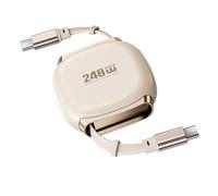 CY Câble USB-C rétractable Extensible 480 Mbit/s 240 W pour Ordinateur Portable, téléphone, Tablette, câble mâle vers mâle, Alimentation et données (Jaune)