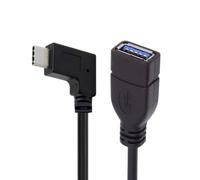 CY Câble USB-C USB 3.1 Type-C mâle vers USB 3.0-A femelle 10 Gbit/s OTG Câble d'alimentation de données coudé à gauche et à droite