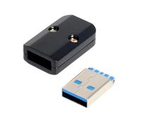 CY Connecteur USB 3.0 Type-A mâle à souder avec boîtier en Alliage d'aluminium, Adaptation Noire pour câble de 6,0 mm