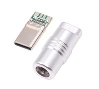 CY Connecteur USB 3.1 Type-c mâle, Type à souder avec boîtier en Alliage d'aluminium, Adaptation argentée pour câble de 4.0mm à 6.0mm