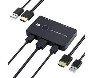 CY HDMI 4K & USB 2.0 Commutateur KVM Sélecteur Double PC Partage Moniteur HDTV Port USB Clavier Souris Scanner Imprimante