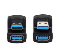 CY Lot de 2 câbles coudés vers le bas USB 3.0 Adaptateur A mâle vers femelle Extension 180 degrés 5 Gbit/s