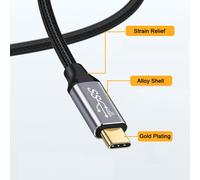 Cy Réversible 10 Gbps Usb 3.1 Type-C Mâle Vers Usb-C Mâle Câble De Données Pour Ordinateur Portable Et Tablette Et Téléphone Portable 300Cm