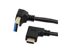 CY réversible USB 3.1 type C USB-C coudé vers coudé à 90 ° A mâle câble de données pour MacBook et tablette et téléphone portable 30 cm