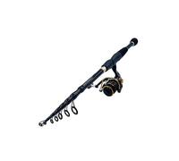 CYairong-22 Canne à pêche télescopique Canne à pêche combinée télescopique de 1,8 à 2,4 m et Moulinet à Grande Vitesse de 5,2:1 Canne à pêche(Black Rod with Reel,2.4M)