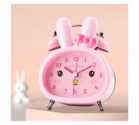 CYairong-22 Réveils 8,9 cm à double cloche pour enfants, rétroéclairé, fonctionne avec piles pour chambre à coucher, horloges lapin (rose)