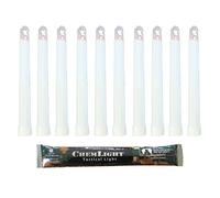 Cyalume Bâton lumineux blanc militaire ChemLight Lightsticks 15cm, Light Sticks très lumineux avec durée de 8 heures (Boite de 10)