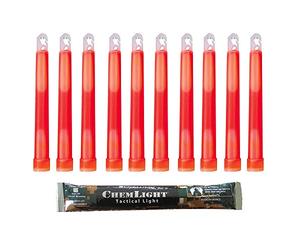 Cyalume Bâton Lumineux Rouge Militaire ChemLight 15cm, 30 pièces