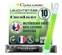 Cyalume Bâton lumineux vert militaire ChemLight Lightsticks 15cm, Light Sticks très lumineux avec durée de 12 heures (Boite de 10)