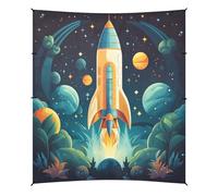 Cyan FuséE Spatiale PlanèTes éToiles Tente de Plage Abri Solaire pour Camping,Installation Facile,Portable avec Sacs de Sable pour Pêche Pique-Nique Plein Air