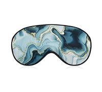 Cyan Teal Marble Sleep Mask Gold Glitter Blindfold for Sleeping Elastic Blackout Eye Mask Cover for Full Night's Sleep Travel and Nap