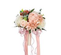 CYANLUX Bouquets de mariage pour mariée, demoiselle d'honneur, roses artificielles blanches champagne, fleurs pour mariage, Saint-Valentin, église, décoration d'intérieur (rose)