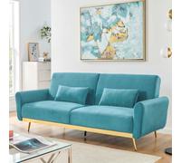 Cyano canapé convertible 3 places en velours bleu