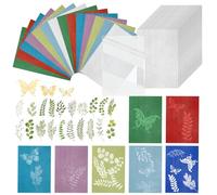 Cyanotype Kit 57 Pièces - Papier d'Impression Soleil A5 Couleur et Blanc - Feuilles Vertes et Papillons DIY Patterns Crafts - Impression Bleue