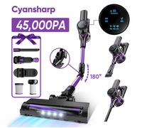 CYANSHARP V8 Aspirateur Balai Sans Fil, Aspirateur Sans Sac 130AW, 3 Vitesses, écran, 100kRPM BLDC Moteur EU, 7*Batterie , CE Rohs