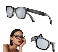 Cyanvue Ai Smart Glasses, 8MP Camera Glasses with Music & Call Features, Camera Glasses for Men with 144 Language & Accent, Remote Video Recording, Anti-Blue Light & UV Protection (Silver Lenses)