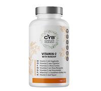 CYB | Vitamine C 1000mg Poudre d'Églantier 60mg - Cannelle - 180 Comprimés - 3 Mois d'Approvisionnement - Supplément Végétalien Quotidien - Nutriments et Vitamines Essentiels - Sans Gluten ni Lactose