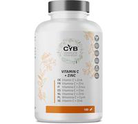 CYB | Vitamine C & Zinc - Vitamine C 225mg - Zinc 2.25mg - 180 Comprimés pour 6 mois - Supplément Quotidien Végétalien - Multivitamines Vitamines & Minéraux - Sans Gluten ni Lactose