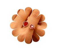 Cybche Bague vintage mignonne double cœur opale blanche demi-ouverte petits cœurs ouverts bague réglable bague de mariage cristal pierre de lune amour Wrap Finger Knuckle Bagues bijoux pour femme