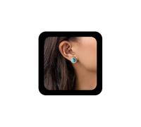 Cybche Boho Boucles D'oreilles Rondes Turquoises Boucle d'oreille clou turquoise dorée Boucle d'oreille avec pierres précieuses bleues Boucles D'oreilles Pierre Bleue Bijoux à tige en pierre Cz