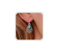 Cybche Boucles D'oreilles Boho Ethnique Turquoise Bleu Sarcelle Turquoise Boucles D'oreilles Crochet Dangle Cristal Cz Teardrop Drop Earring Hollow Tribal Gypsy Western Earring Beach Jewelry For Women