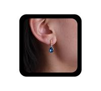 Cybche Boucles D'oreilles Cristal Bleu Simulé Saphir Boucles D'oreilles Pendantes Mariage Cz Waterdrop Birthstone Clous D'oreilles Bijoux Pour Femmes
