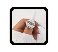 Cybche Chevalière gothique en forme de lèvre en argent, bague en forme de lèvres d'amour, bague de baiser en argent, bijoux d'Halloween pour femme