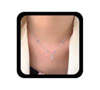 Cybche Collier Boho Croix En Cz Collier Croix En Cristal Colliers De Perles À Facettes Colliers Ras Du Cou Crucifix Saphir Créé Bijoux Pour Femmes