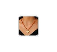 Cybche Collier Boho En Perles De Rocaille Orange Collier Ras De Cou En Métal Doré Collier Pendentif Crâne Squelette Collier Ras De Cou En Perles De Riz Bijoux Crâne Halloween Pour Femmes