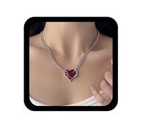 Cybche Collier Coeur Punk Collier Pendentif Coeur Émail Collier Chaine Argentée Colliers Épines Colliers Ras Du Cou Colliers D'amour Exagéré Pour Les Femmes