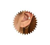 Cybche Vintage Northstar Enhebrador Aretes Rhinestones Starburst Ear Cuff Aretes Cadena Larga Borla Enhebrador Gota Arete Gold Cuff Star Enhebrador Aretes Joyeria Para Mujeres Y Niñas