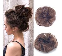 Cybelleza Chignon Postiche Cheveux Chignon Bouclé Ondulés Postiche Queue de Cheval Chouchou Updos Extensions de Cheveux Naturel Synthétique Faux Chignon Elastique pour Femmes 35g, Brun & Auburn clair